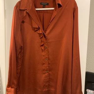 Burnt orange satin blouse